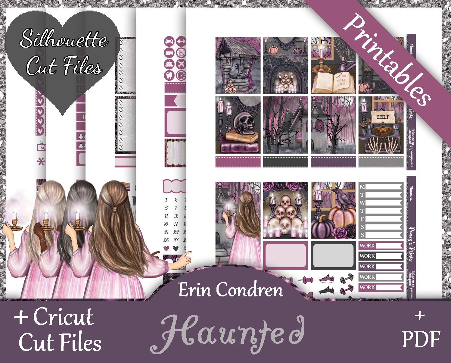 Printable Planner Stickers Erin Condren Haunted Vertical | Etsy