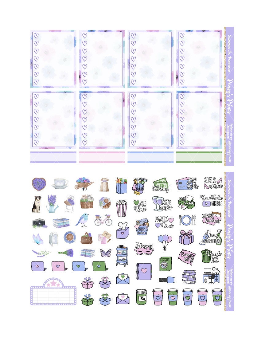 Printable Planner Stickers Erin Condren Summer in Provence - Etsy