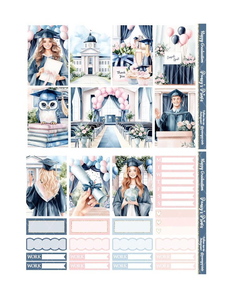 Printable Planner Stickers, Happy Planner, Happy Graduation, Vertical