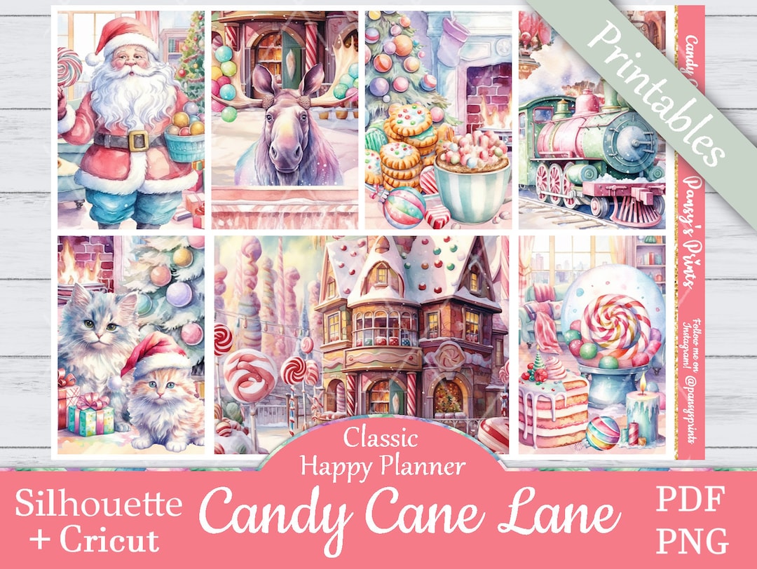 Printable Planner Stickers, Happy Planner, Candy Cane Lane, Classic ...