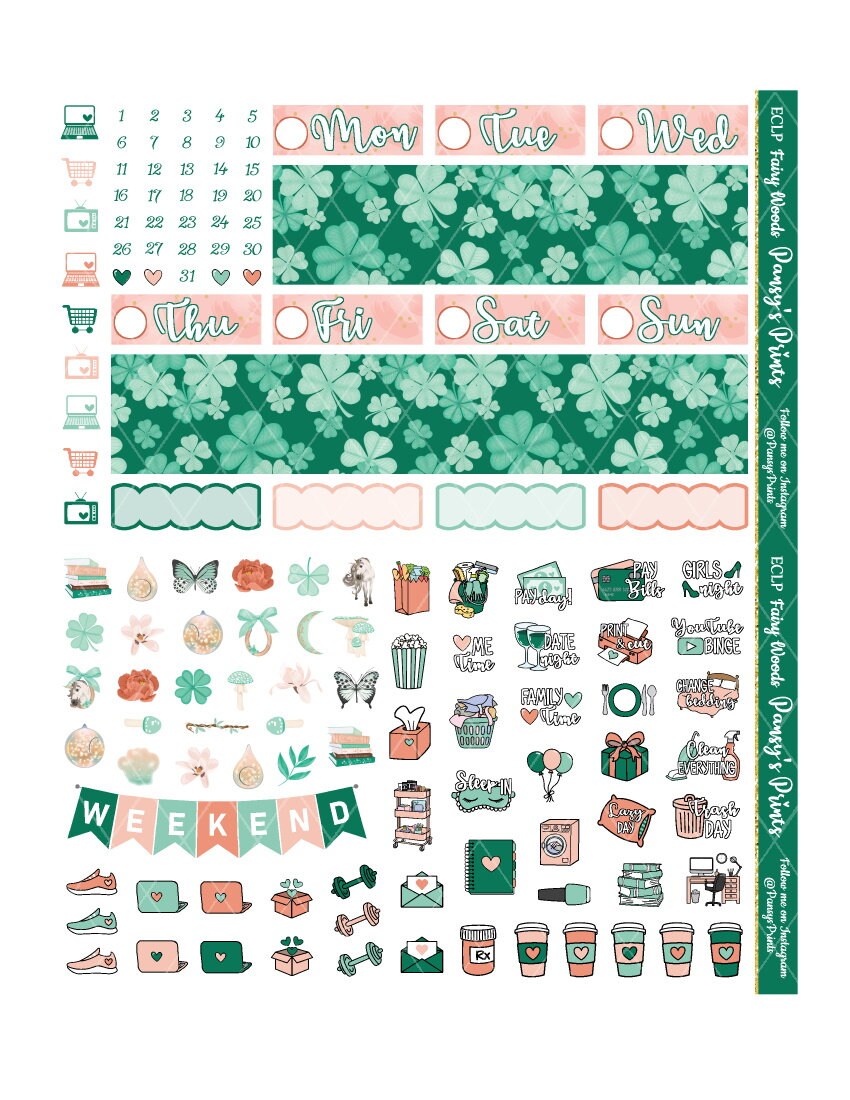 Printable Planner Stickers Erin Condren Fairy Woods | Etsy