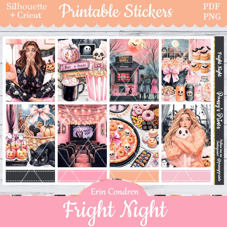 Printable Planner Stickers, Erin Condren, Fright Night, Vertical ...