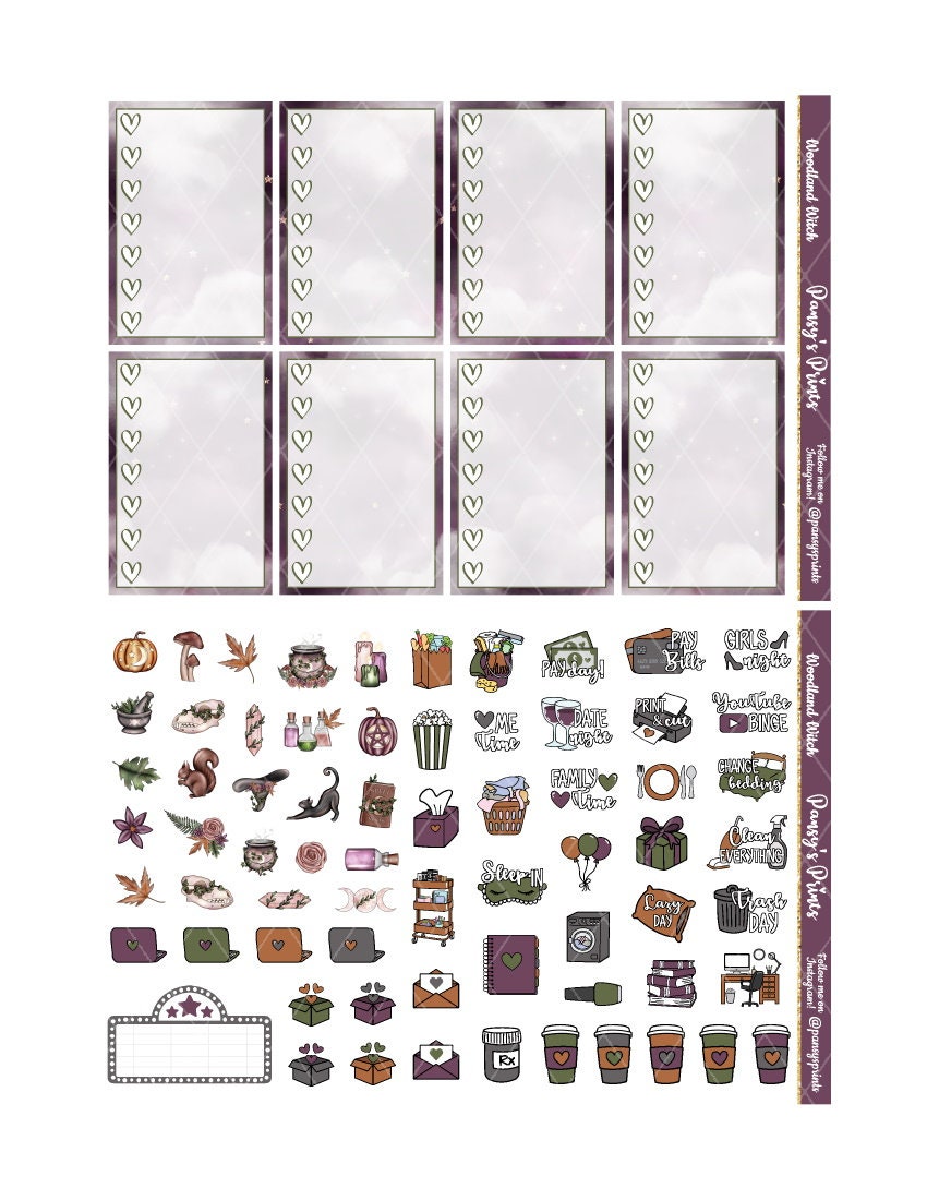 Printable Planner Stickers Happy Planner Woodland Witch | Etsy