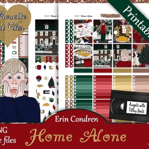 Printable Planner Stickers, Erin Condren, Vertical, Weekly Kit, Home Holiday, Free Silhouette Cut Files, Winter, Christmas, Kevin, Movie, EC