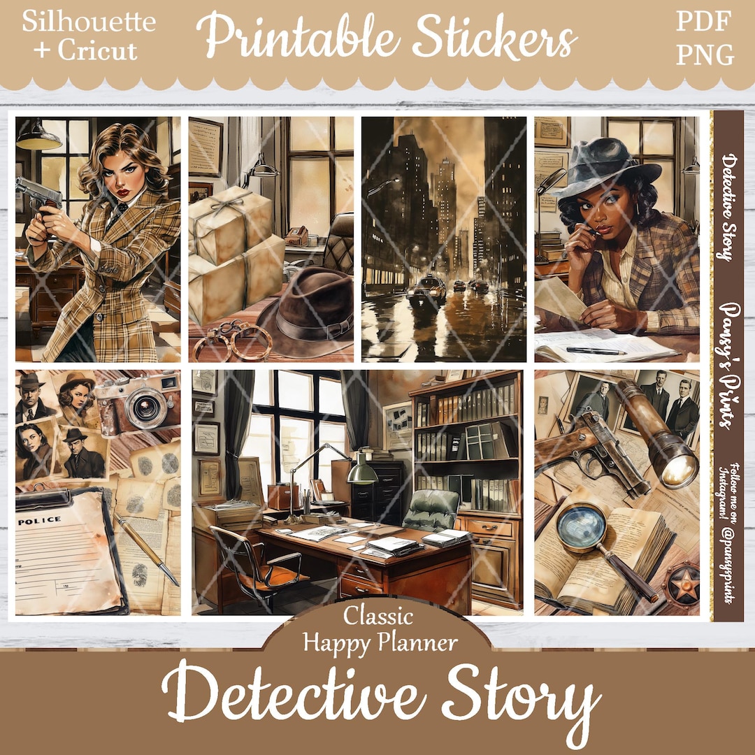 Printable Planner Stickers, Happy Planner, Detective Story, Classic ...
