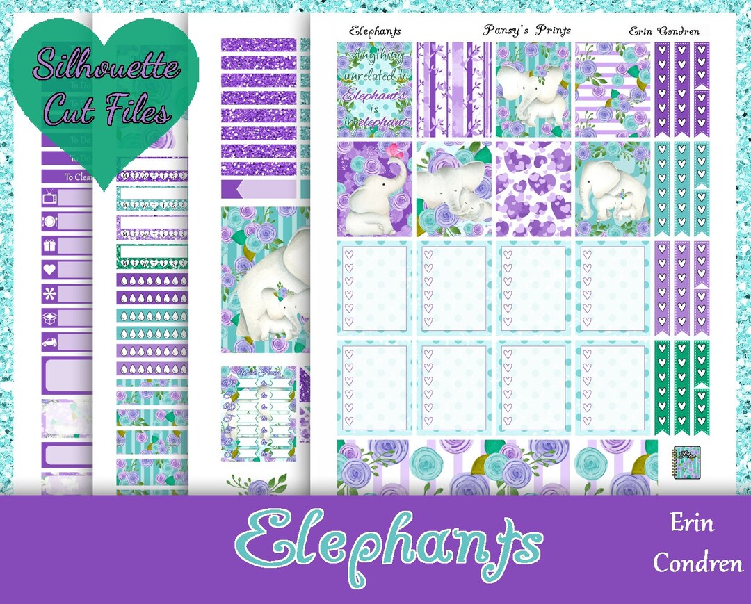 Printable Planner Stickers, Erin Condren, Vertical, Weekly Kit ...