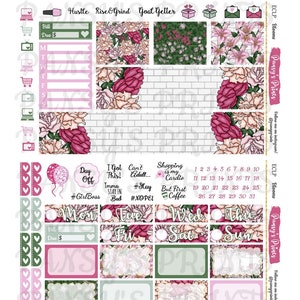 Printable Planner Stickers, Erin Condren, Vertical, Weekly Kit, Blooms ...