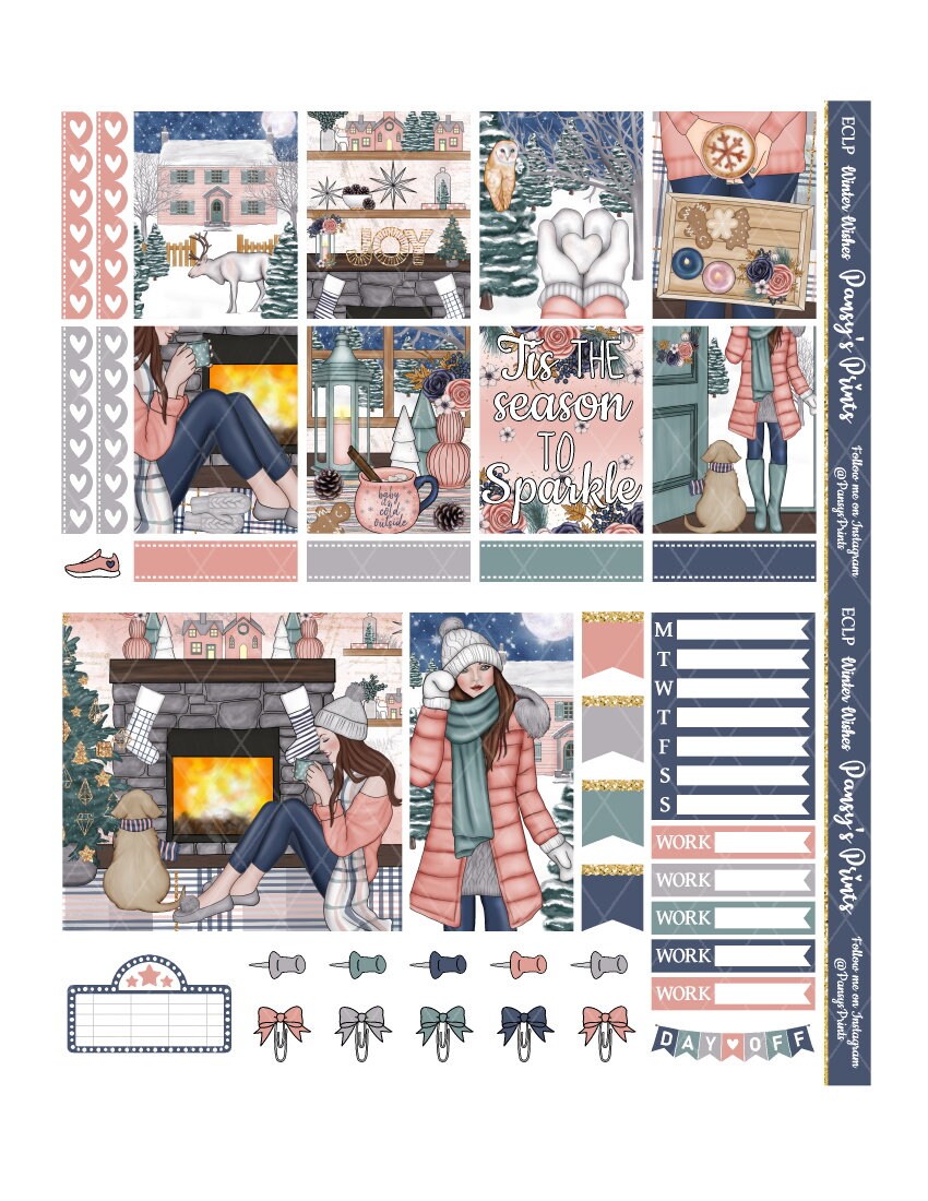 Printable Planner Stickers Erin Condren Winter Wishes | Etsy