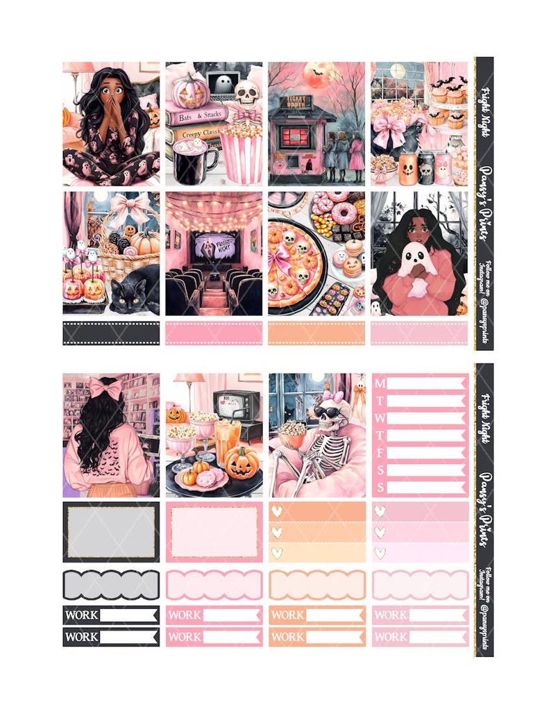 Printable Planner Stickers, Erin Condren, Fright Night, Vertical ...