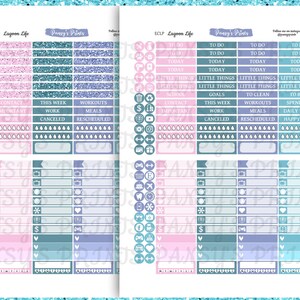 Printable Planner Stickers, Erin Condren, Vertical, Weekly Kit, Lagoon ...