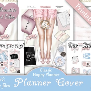 Printable Planner Cover, Happy Planner, Classic, MAMBI, Book Marks, Die-Cuts, Silhouette Cut Files, Me Time, Lazy, Cozy, Plan, Hot Cocoa, HP