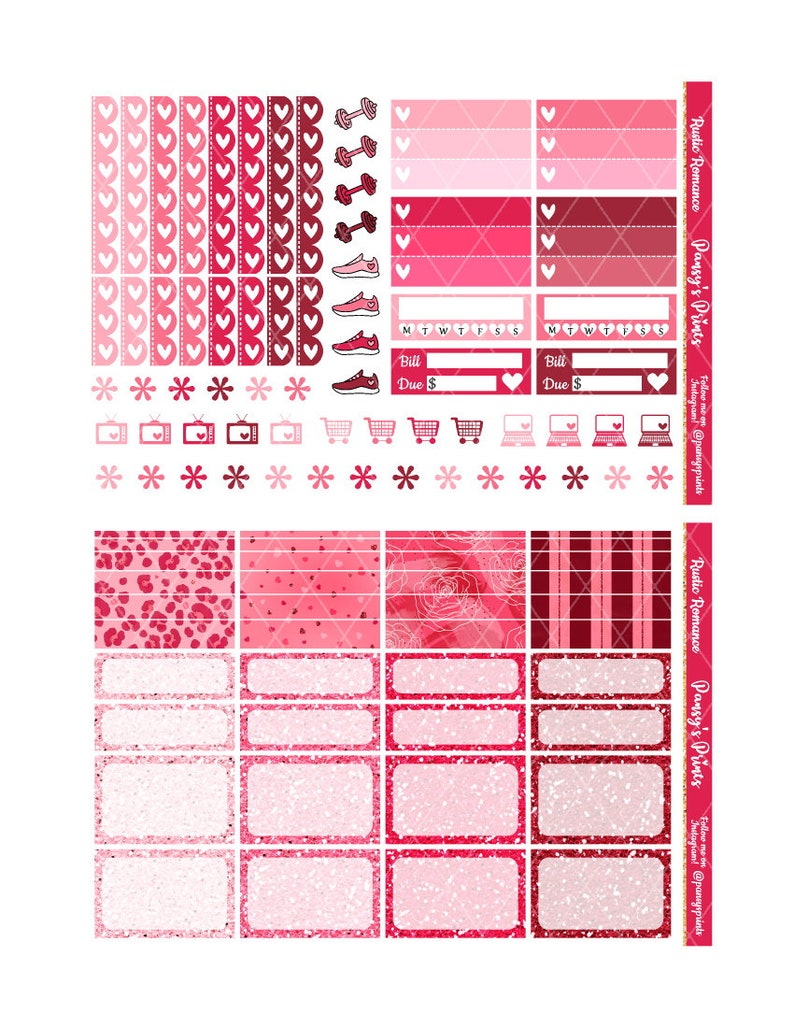 Printable Planner Stickers Erin Condren Rustic Romance | Etsy
