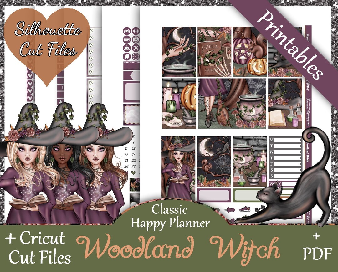 Printable Planner Stickers, Happy Planner, Woodland Witch, Classic ...