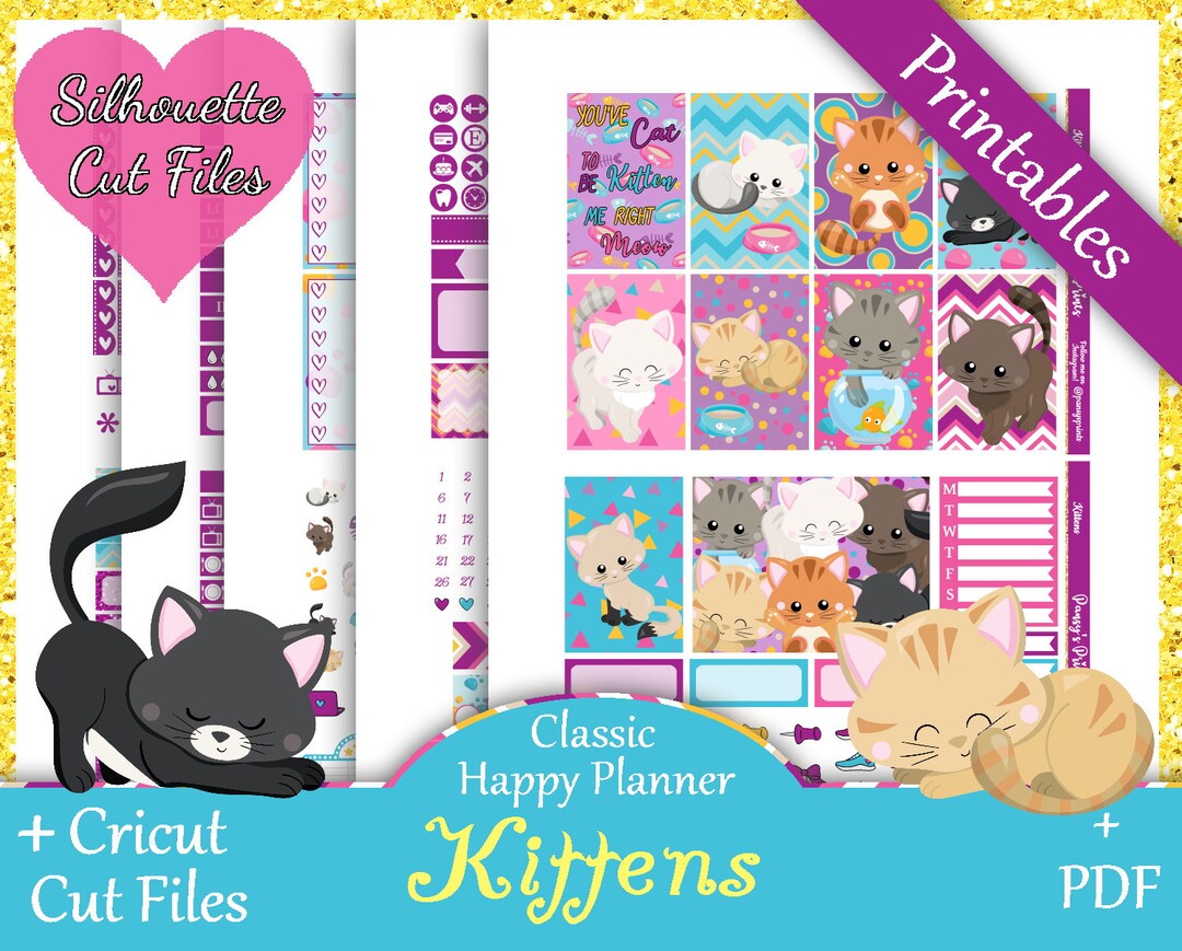 Printable Planner Stickers, Happy Planner, Kittens, Classic, MAMBI ...