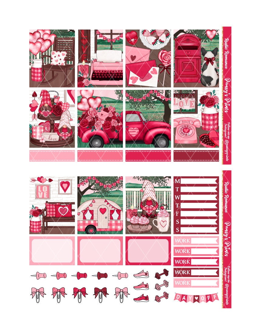 Printable Planner Stickers Erin Condren Rustic Romance - Etsy