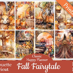 Printable Planner Stickers, Happy Planner, Fall Fairytale, Classic, MAMBI, Weekly Kit, Free Silhouette Cut Files, Dear, Autumn, Fae, Fairy