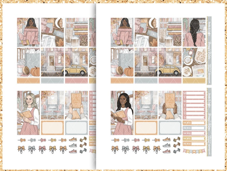 Printable Planner Stickers Erin Condren Books & Coffee - Etsy