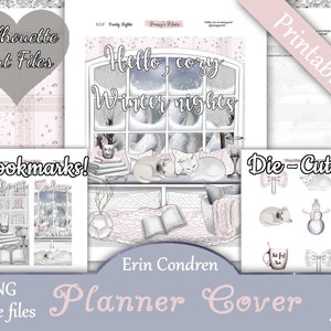 Portada del planificador imprimible, Erin Condren, ECLP, Marcas de libros, Troqueles, Archivos cortados de silueta, Té, Ciervo, Conejito, Acogedor, Café, Recuerdos, EC
