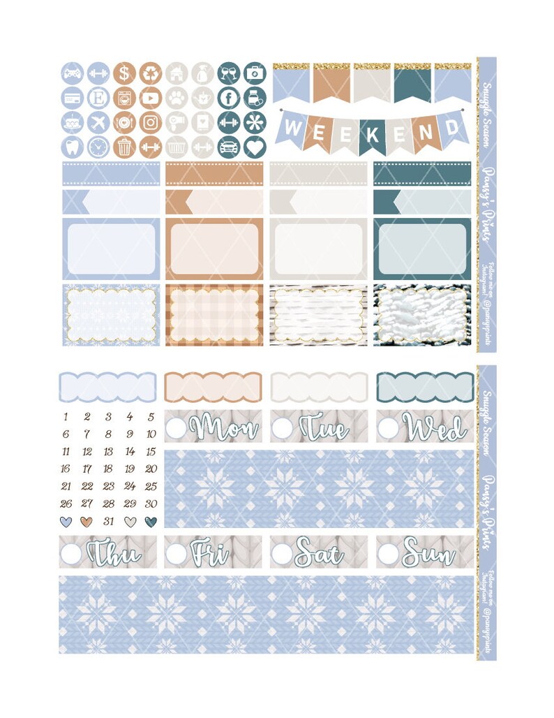 Printable Planner Stickers Erin Condren Snuggle Season - Etsy