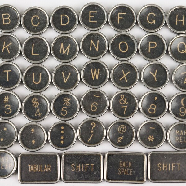 Typewriter Key Flat Back Vintage Antique Your Choice Black 1947 Royal KMM ref002