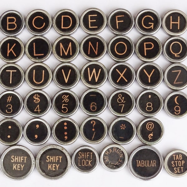Typewriter Key Flat Back Vintage Antique Your Choice Black 1930's Royal KHM ref039