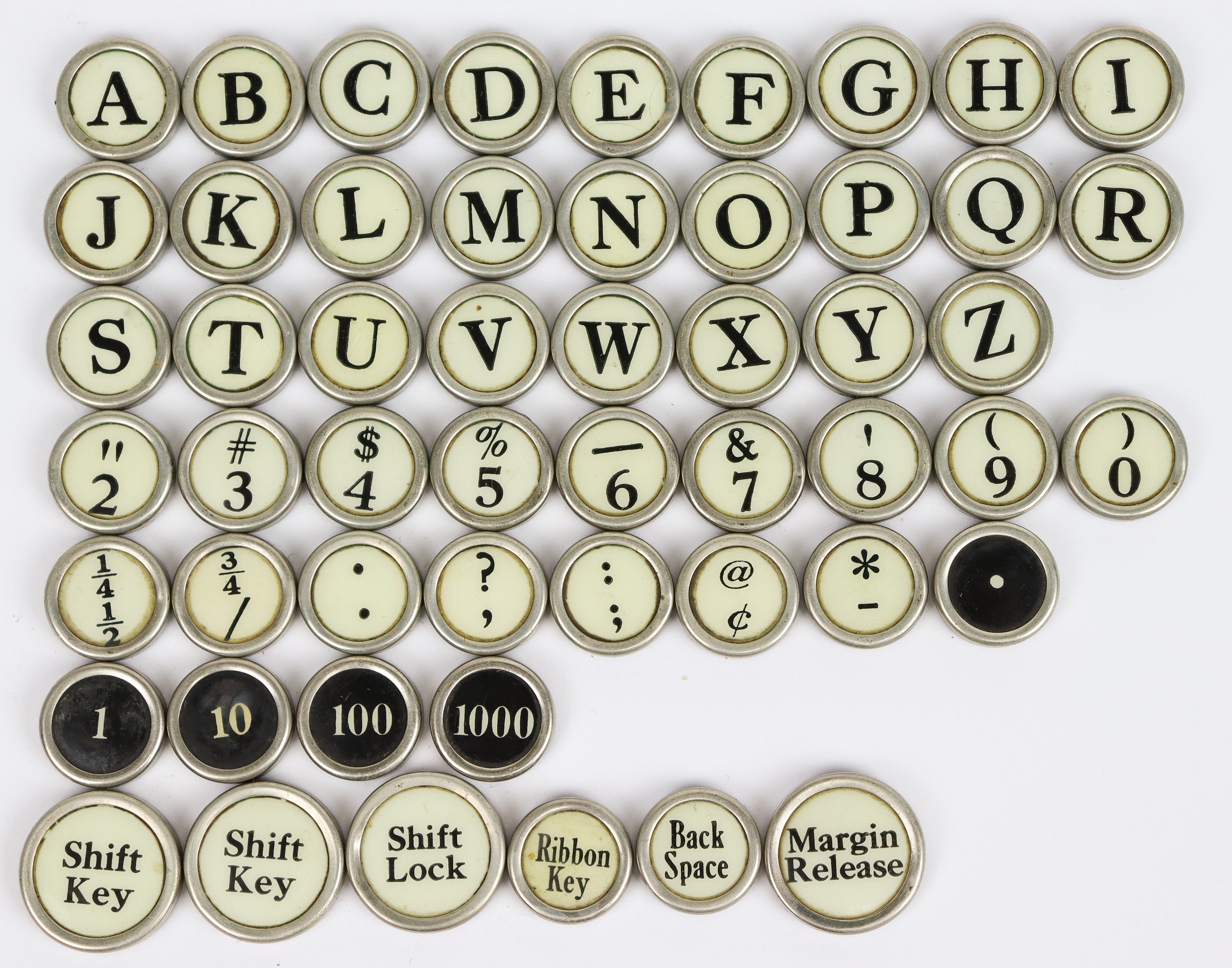Typewriter Key Flat Back Vintage Antique Your Choice White Beige 1932