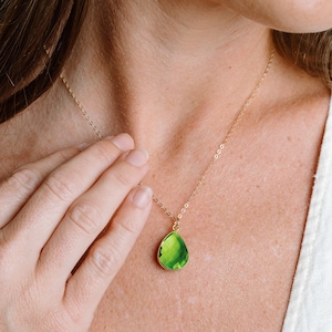Peridot Necklace, August Birthstone Necklace, Natural Gemstone Necklace, Green Stone Necklace, Peridot Jewelry Gift, 14kt Gold Fill & Silver