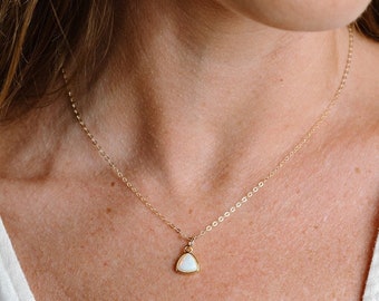 Dainty Opal Necklace, October Birthday Gift, Opal Jewelry, White Opal Necklace, October Birthstone Necklace, Gold Filled or Sterling Silver