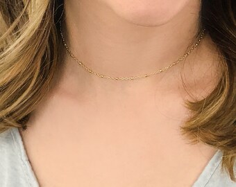 Dainty Gold Beaded Choker, Minimalist Everyday Jewelry, Delicate Layering Necklace, Minimal Dew Drop Necklace, Gold Fill, Sterling Silver