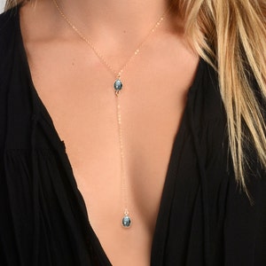 Gemstone Lariat Necklace, Labradorite Y Necklace, Moonstone Necklace, Pyrite Lariat, Y Drop Necklace, 14kt Gold Fill Sterling Silver
