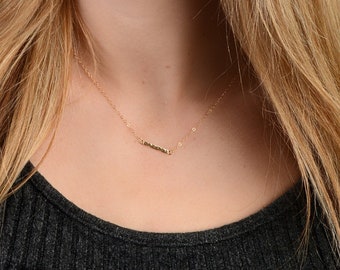 Tiny Gold Bar Necklace, Minimalist Necklace, Dainty Hammered Bar, Simple Layer Necklace, Minimal Jewelry, in 14kt Gold Filled, Rose, Silver