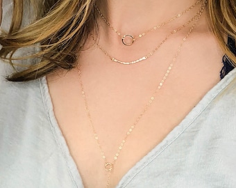 Minimalist Jewelry Set, Delicate Layering Necklace Set, Dainty Necklace Layers, Handmade Set of 3 Necklaces, Silver, Gold Fill or Rose Gold