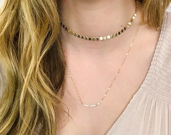 Dainty Chain Choker, Necklaces for Women, Silver Choker, Delicate Gold Choker Necklace, Layering Necklace, Gift, Gold Fill, Rose, Silver