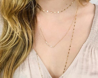 Layered Jewelry, Dainty Jewelry, Silver Necklace Set, Gold Layering Chains, Choker Necklace Set, Shimmer Necklace, Gold Fill, Rose, Silver