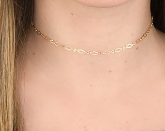 14kt Gold Filled Choker, Dainty Chain Choker, Simple Silver Choker, Layered Necklace, Sister Friend Gift, Delicate Minimalist Jewelry
