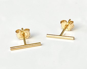 Bar Stud Earrings, Tiny Line Earrings, Minimalist Stud Earring, Thin Line Studs, Bar Earrings, Line Posts, 14k Gold Filled, Rose or Silver