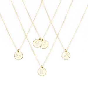 Zodiac Necklace, Birthday Necklace, Women Jewelry Gift, Aquarius Taurus Leo Pisces Cancer Aries Gemini Scorpio Libra, Rose Gold Fill Silver