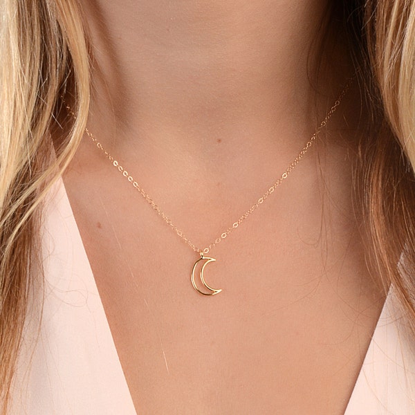 50% off sale Gift under 20, Dainty Moon Necklace, Crescent Moon Necklace, Layering Necklace, Half Moon Necklace, Celestial Necklace