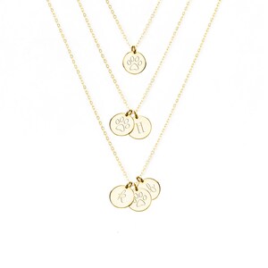 Personalized Necklaces for Women, Mother Necklace, Custom Initial Necklace, Disc Necklace, Tiny Letters Necklace, Gold Fill Rose Silver, 9mm