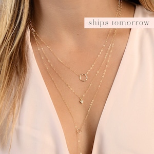 Yellow gold layered necklace sale