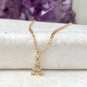 50% off SALE gift under 20, Eiffel Tower Necklace, France Necklace, Paris Necklace, Travel Charm Necklace, Eiffel Tower Jewelry image 1