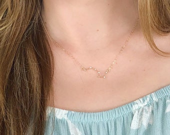 Celestial Constellation Necklace, Cubic Zirconia Birth Signs, 14kt Gold Fill & Silver Zodiac Jewelry, Stars Astrology Horoscope Gift