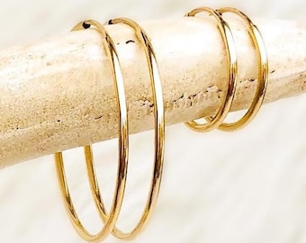 Dainty Hoop Earrings, 14kt Gold Filled Earrings, Minimalist Earrings, Classic Thin Hoops, Hypoallergenic Hoop Earrings, Lightweight Hoops