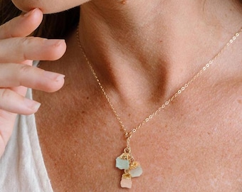 Collar con dije de piedra natal para abuela, regalo de cumpleaños para abuela, regalo para el Día de la Madre, regalo para abuela, collar para abuela, regalo de nietos.