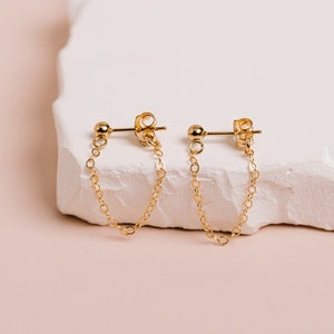 Chain Earrings, 14kt Gold Filled, Sterling Silver, Chain Dangle Earrings, Gold Chain Earring, Minimalist Drop Studs, Chain Ear Jacket