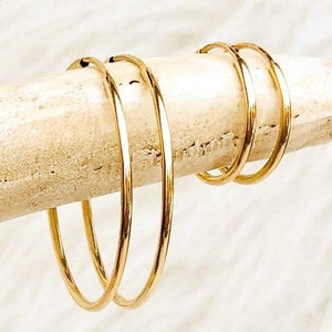 Dainty Hoop Earrings, 14kt Gold Filled Earrings, Minimalist Earrings, Classic Thin Hoops, Hypoallergenic Hoop Earrings, Lightweight Hoops