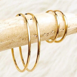 Dainty Hoop Earrings, 14kt Gold Filled Earrings, Minimalist Earrings, Classic Thin Hoops, Hypoallergenic Hoop Earrings, Lightweight Hoops