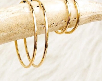 Aros delicados, chapados en oro de 14 kt, minimalistas, clásicos, hipoalergénicos, ligeros