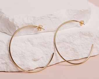 Stud Hoop, Post Hoop Studs, C Hoop, Modern Hoops, Hoops with Stud, Stud Hoop Earrings, Basic Hoop Earrings, 14kt Gold Filled Sterling Silver