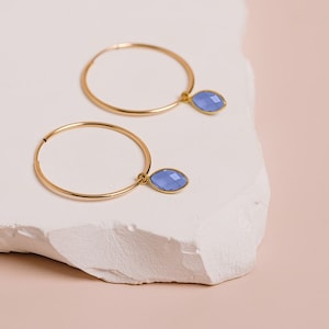 Tanzanite Earrings, December Birthstone Earrings, Tanzanite Hoops, Purple Stone Earrings, Birthday Gift, 14kt Gold Filled or Sterling Silver